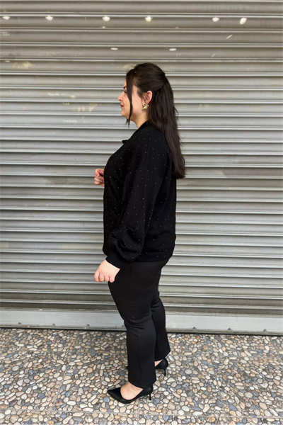 Selma Büyük Beden Çiiçek Aplikeli Hırka