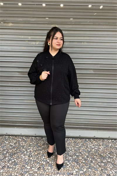 Selma Büyük Beden Çiiçek Aplikeli Hırka