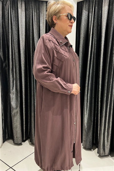 Selma Büyük Beden Çima Dikiş Detaylı Kap