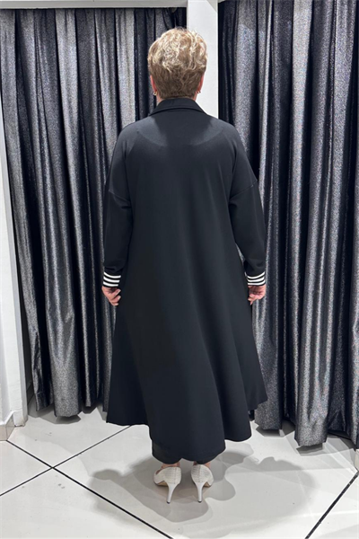 Selma Büyük Beden Çizgili Detaylı Elbise
