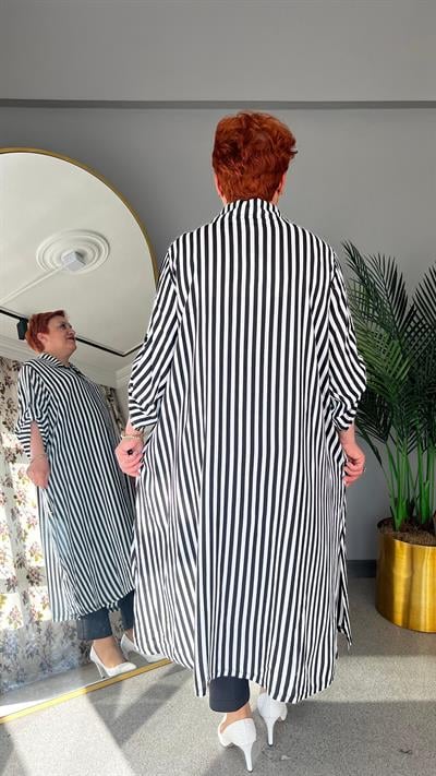 Selma Büyük Beden Çizgili Gömlek/Elbise