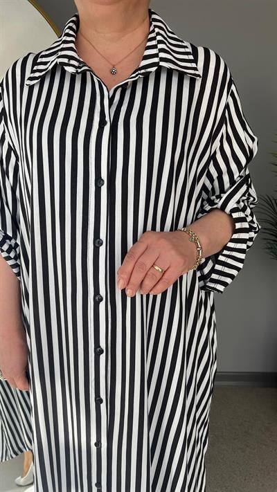 Selma Büyük Beden Çizgili Gömlek/Elbise