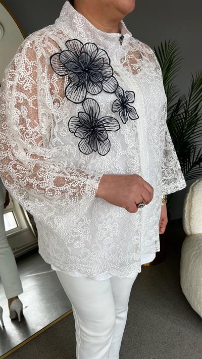 Selma Büyük Beden Dantel Ceket