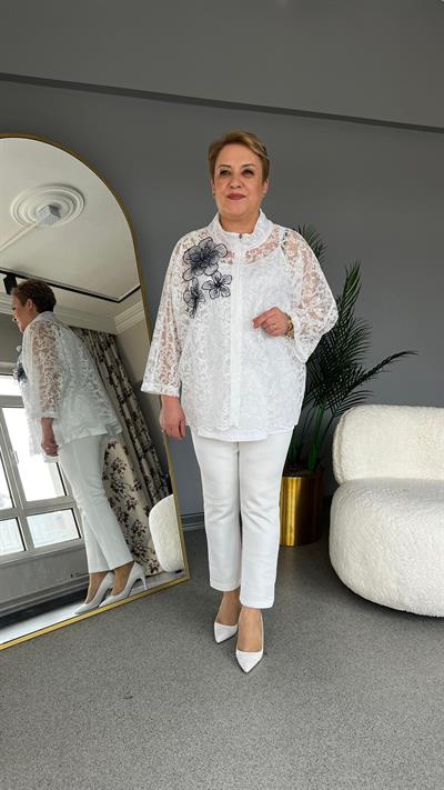 Selma Büyük Beden Dantel Ceket