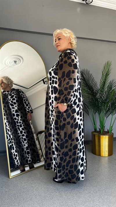 Selma Büyük Beden Degaje Yaka Saten Elbise