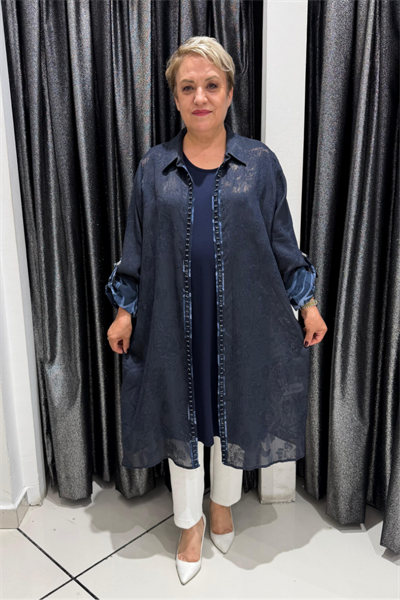 Selma Büyük Beden Dekoratif Detaylı İçli Dışlı Takım