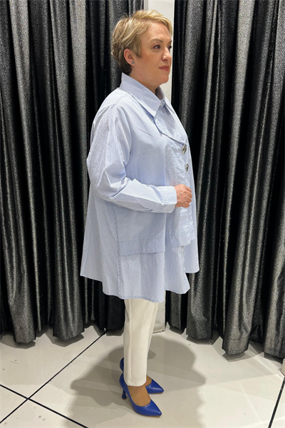 Selma Büyük Beden Dekoratif Detaylı Oversize Koton Gömlek