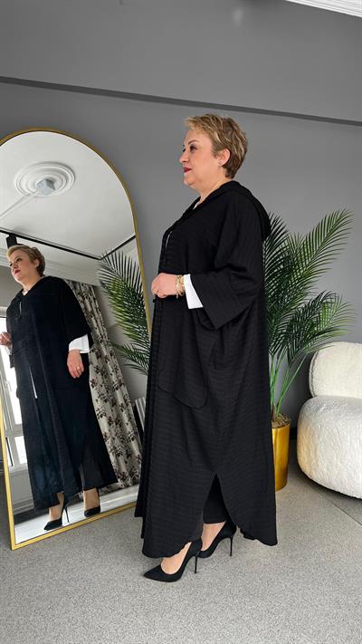 Selma Büyük Beden Dekoratif Düğme Detaylı Zarafet Pardesüsü