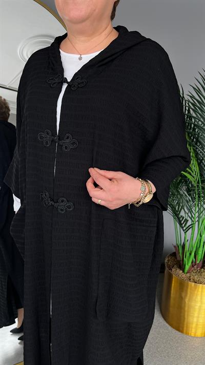 Selma Büyük Beden Dekoratif Düğme Detaylı Zarafet Pardesüsü