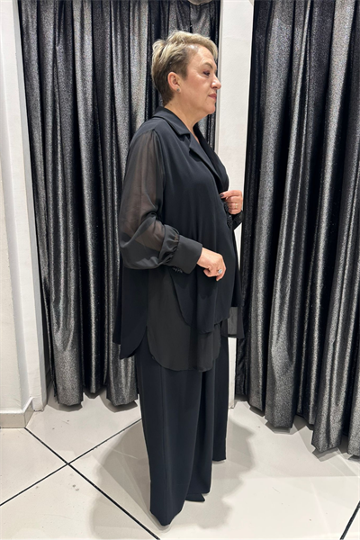 Selma Büyük Beden Dekoratif Düğmeli Şık Takım