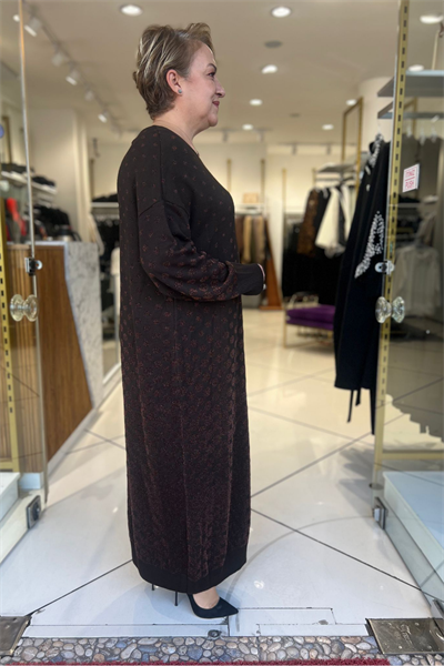 Selma Büyük Beden Dekoratif Yakalı Uzun Elbise