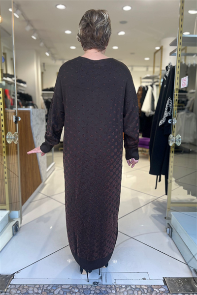 Selma Büyük Beden Dekoratif Yakalı Uzun Elbise