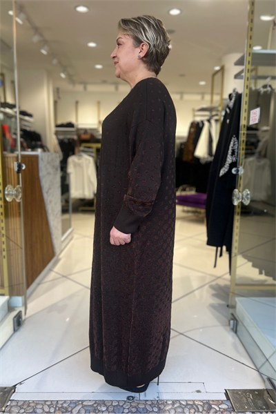 Selma Büyük Beden Dekoratif Yakalı Uzun Elbise