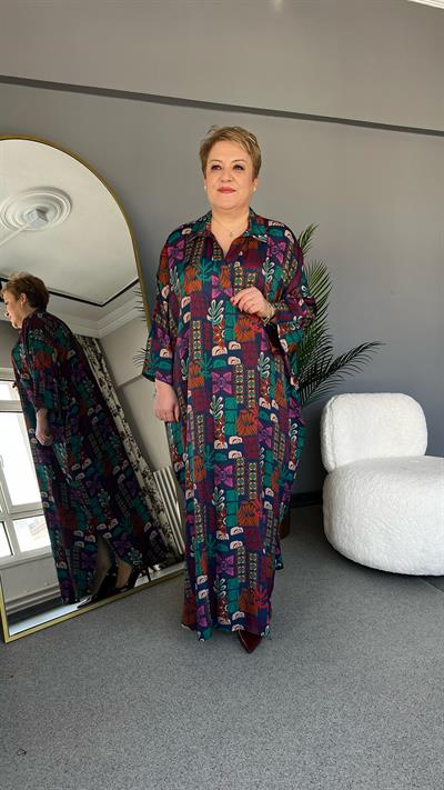 Selma Büyük Beden Desenli Elbise