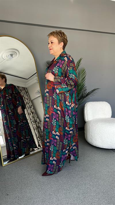 Selma Büyük Beden Desenli Elbise