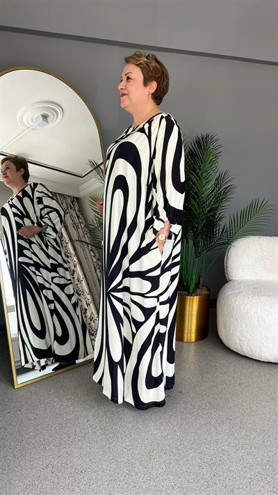 Selma Büyük Beden Desenli Elbise