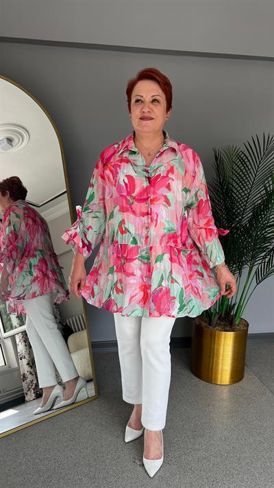 Selma Büyük Beden Desenli Gömlek