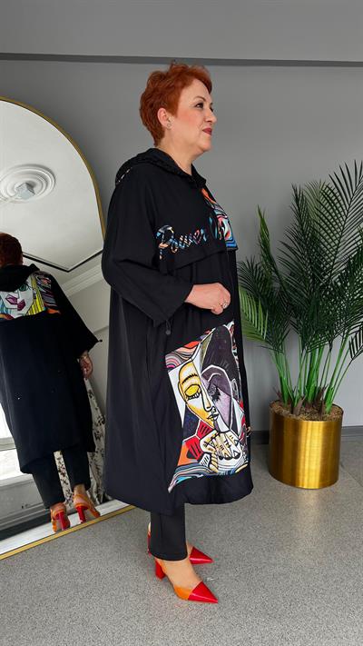 Selma Büyük Beden Desenli Kap/Hırka