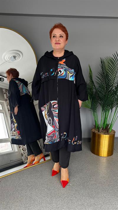 Selma Büyük Beden Desenli Kap/Hırka