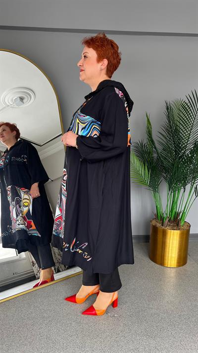 Selma Büyük Beden Desenli Kap/Hırka