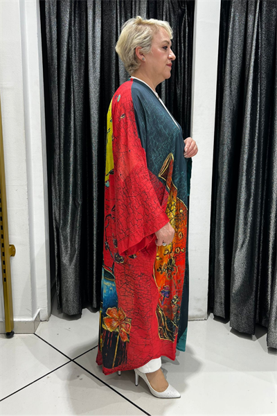 Selma Büyük Beden Desenli Kimono