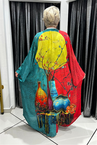 Selma Büyük Beden Desenli Kimono