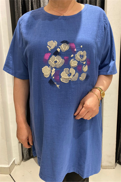 Selma Büyük Beden Desenli T-Shirt