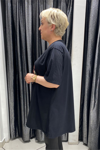 Selma Büyük Beden Desenli T-Shirt