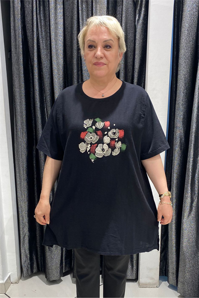 Selma Büyük Beden Desenli T-Shirt