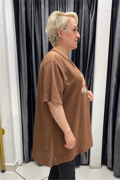 Selma Büyük Beden Desenli T-Shirt