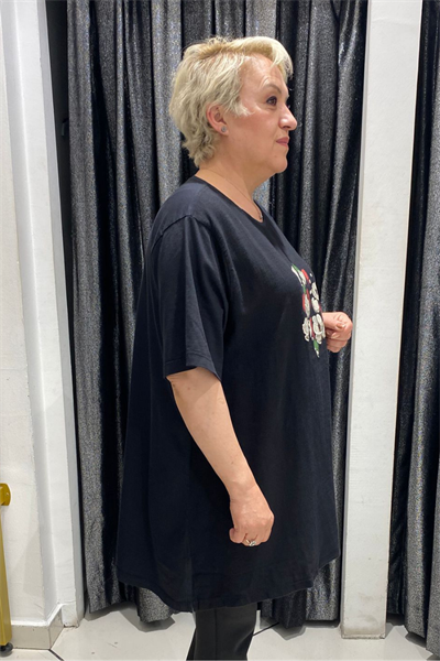 Selma Büyük Beden Desenli T-Shirt