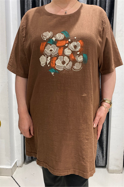 Selma Büyük Beden Desenli T-Shirt