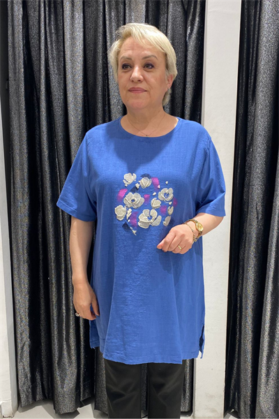 Selma Büyük Beden Desenli T-Shirt