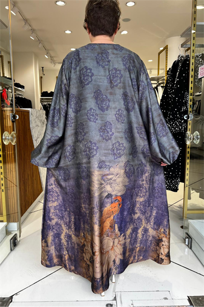 Selma Büyük Beden Desenli Tasarım Uzun Elbise