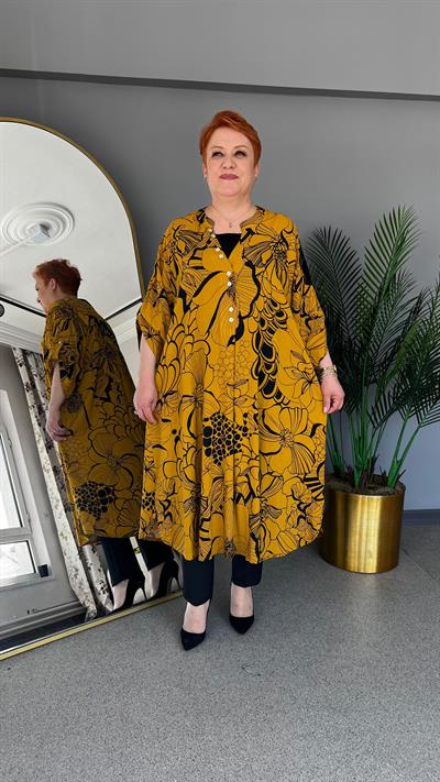 Selma Büyük Beden Desenli Tunik Elbise