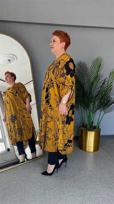 Selma Büyük Beden Desenli Tunik Elbise