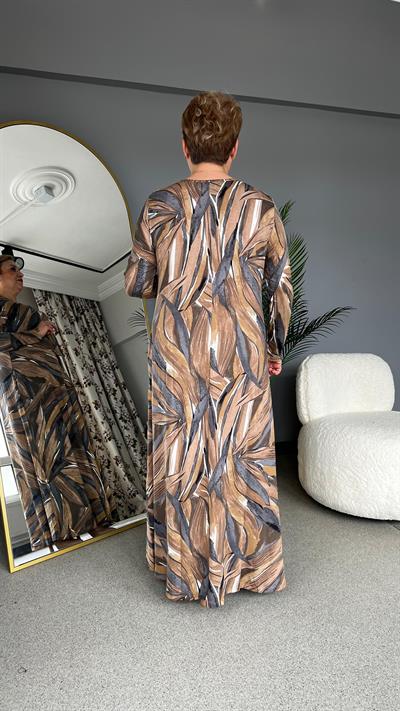 Selma Büyük Beden Desenli Viscon Elbise