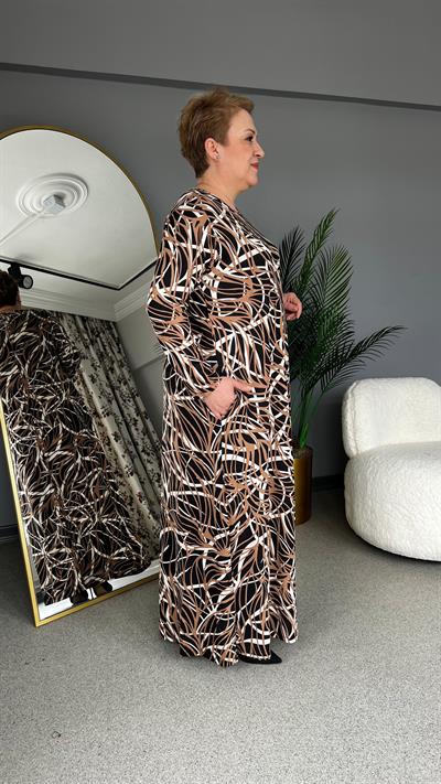 Selma Büyük Beden Desenli Viscon Elbise