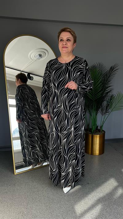 Selma Büyük Beden Desenli Viscon Elbise