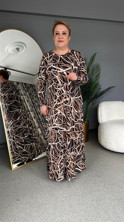 Selma Büyük Beden Desenli Viscon Elbise