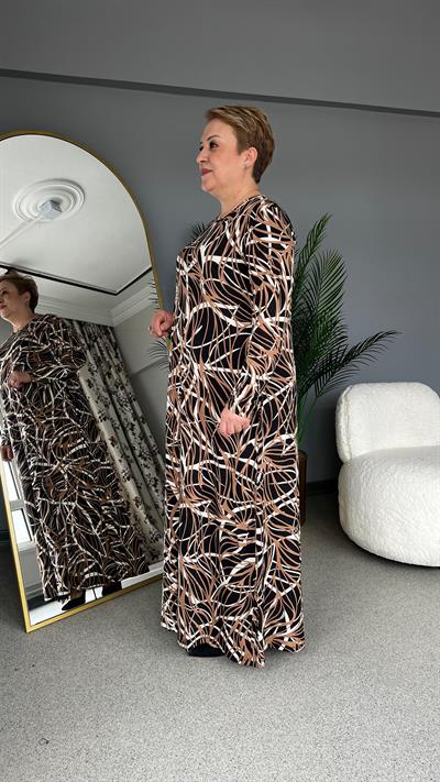 Selma Büyük Beden Desenli Viscon Elbise