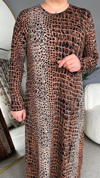 Selma Büyük Beden Desenli Viscon Elbise