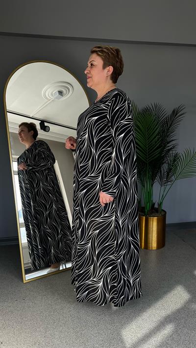 Selma Büyük Beden Desenli Viscon Elbise