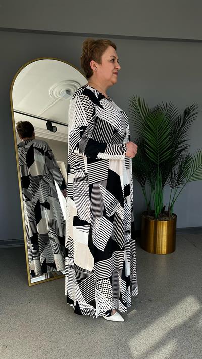 Selma Büyük Beden Desenli Viscon Elbise