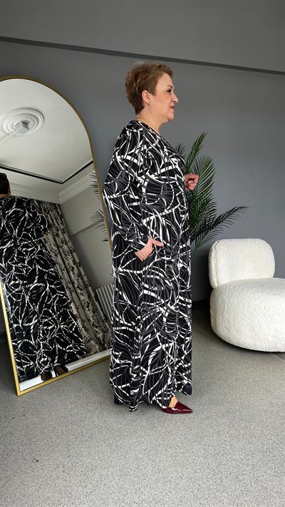 Selma Büyük Beden Desenli Viscon Elbise