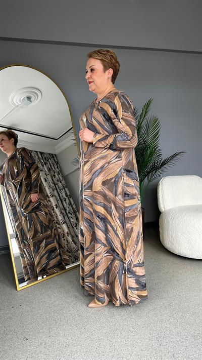 Selma Büyük Beden Desenli Viscon Elbise