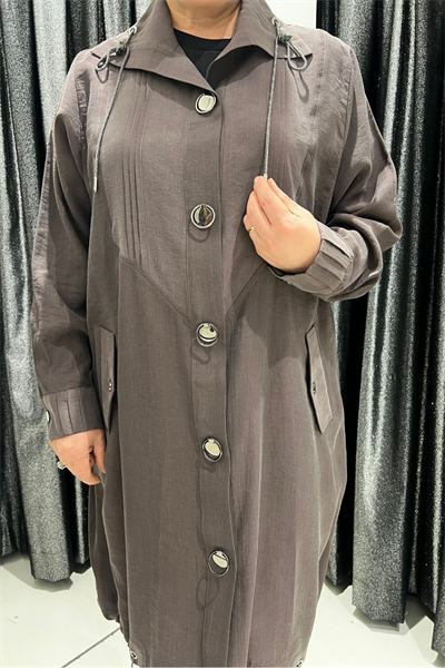 Selma Büyük Beden Devrik Yaka Çıtçıtlı Kap