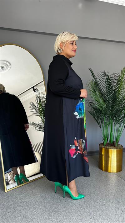 Selma Büyük Beden Dijital Baskılı Elbise