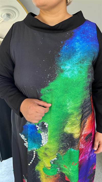 Selma Büyük Beden Dijital Baskılı Elbise