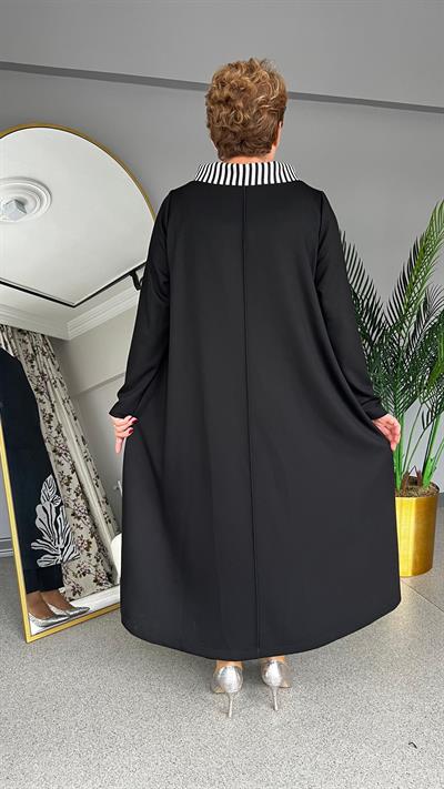 Selma Büyük Beden Dijital Yaprak Baskılı Elbise